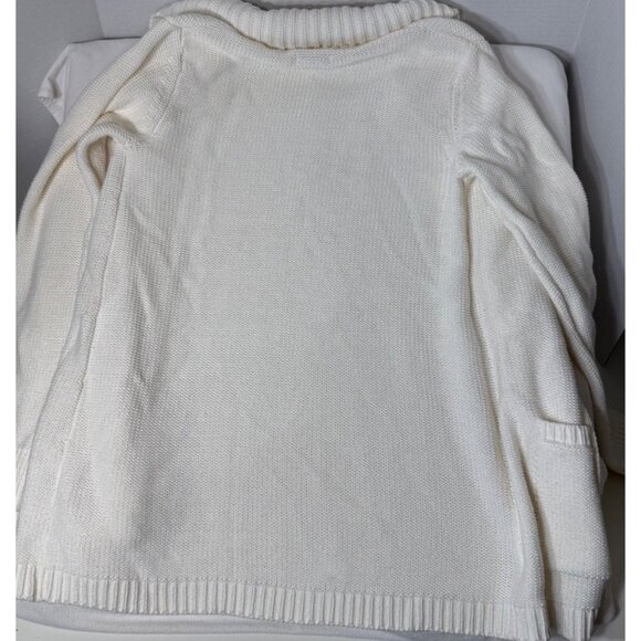 OLD NAVY Womens M Chunky Knit Shawl Collar Cardigan Sweater Sea Salt Cotton - Picture 7 of 10